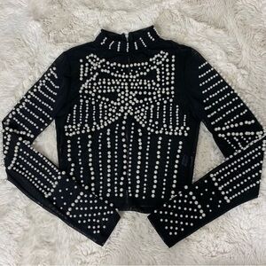Mesh Pearl Long Sleeve Top